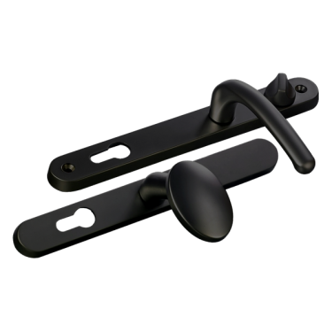 Click Here To Enlarge This Photo Of L25744 - Fab & Fix Black Espagnolette Handles - 92/62mm Centres - 211mm Screw Centres - 243mm Backplate