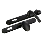 L25744 - Fab & Fix Black Espagnolette Handles - 92/62mm Centres - 211mm Screw Centres - 243mm Backplate