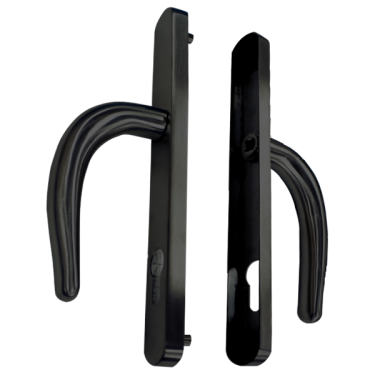 Click Here To Enlarge This Photo Of L28733 - Fullex Black Espagnolette Handles - 68mm Centres - 210mm Screw Centres - 243mm Backplate