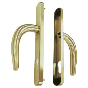 Click Here To Enlarge This Photo Of L28734 - Fullex Gold Espagnolette Handles - 68mm Centres - 210mm Screw Centres - 243mm Backplate