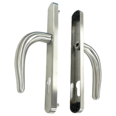 Click Here To Enlarge This Photo Of L28736 - Fullex Satin Stainless Steel Espagnolette Handles - 68mm Centres - 210mm Screw Centres - 243mm Backplate