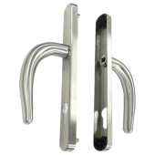 L28736 - Fullex Satin Stainless Steel Espagnolette Handles - 68mm Centres - 210mm Screw Centres - 243mm Backplate