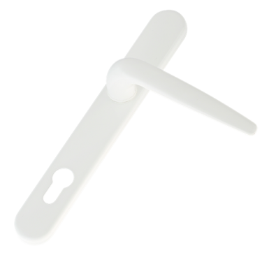 Click Here To Enlarge This Photo Of L28979 - Trojan White Espagnolette Handles - 92mm Centres - 210mm Screw Centres - 240mm Backplate