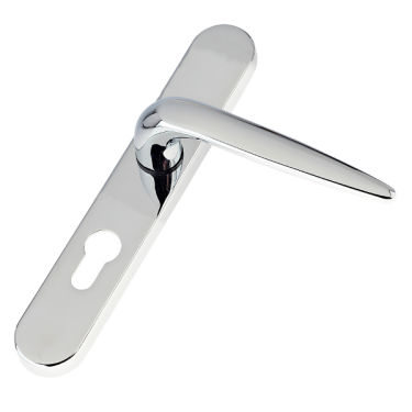 Click Here To Enlarge This Photo Of L28981 - Trojan Polished Chrome Espagnolette Handles - 92/62mm Centres - 210mm Screw Centres - 240mm Backplate