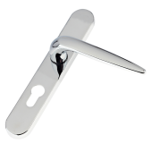 L28981 - Trojan Polished Chrome Espagnolette Handles - 92/62mm Centres - 210mm Screw Centres - 240mm Backplate