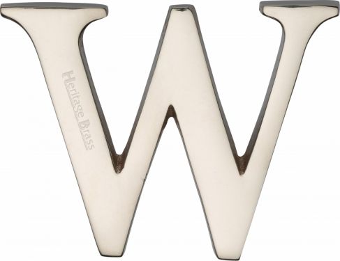 Click Here To Enlarge This Photo Of C1565 2 W-PNF Heritage Brass Alphabet W Pin Fix 51mm (2") Polished Nickel Finish