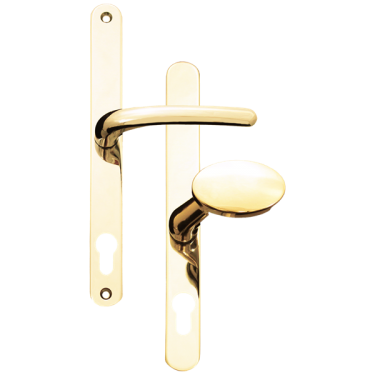 Click Here To Enlarge This Photo Of L29816 - Fab & Fix Polished Brass Espagnolette Handles - 92/62mm Centres - 240mm Screw Centres - 270mm Backplate