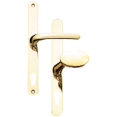 L29816 - Fab & Fix Polished Brass Espagnolette Handles - 92/62mm Centres - 240mm Screw Centres - 270mm Backplate
