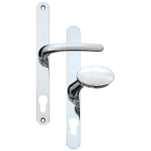 L29818 - Fab & Fix Polished Chrome Espagnolette Handles - 92/62mm Centres - 240mm Screw Centres - 270mm Backplate