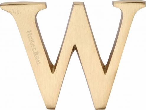 Click Here To Enlarge This Photo Of C1565 2 W-SB Heritage Brass Alphabet W Pin Fix 51mm (2") Satin Brass Finish