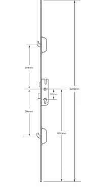 Click Here To Enlarge This Photo Of L11751 - GU Latch & Deadbolt Single Spindle Multipoint Lock - 2 Hook - 28/92 - 16mm Faceplate (6-32487-01-0-1)