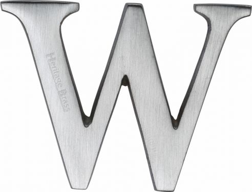 Click Here To Enlarge This Photo Of C1565 2 W-SC Heritage Brass Alphabet W Pin Fix 51mm (2") Satin Chrome Finish