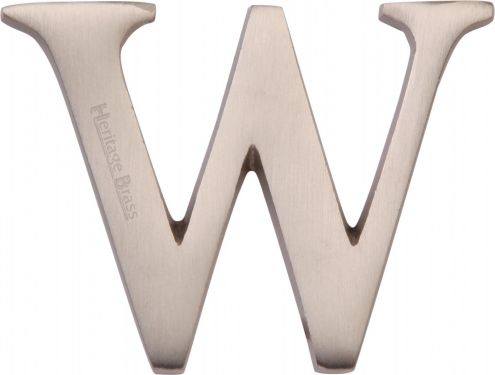 Click Here To Enlarge This Photo Of C1565 2 W-SN Heritage Brass Alphabet W Pin Fix 51mm (2") Satin Nickel Finish