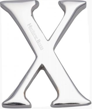 Click Here To Enlarge This Photo Of C1565 2 X-PC Heritage Brass Alphabet X Pin Fix 51mm (2") Polished Chrome Finish