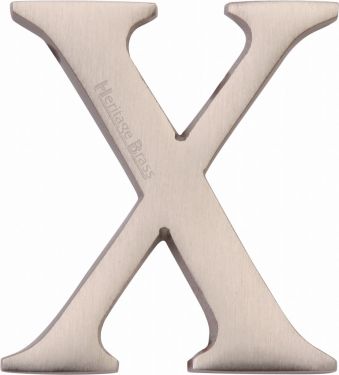 Click Here To Enlarge This Photo Of C1565 2 X-SN Heritage Brass Alphabet X Pin Fix 51mm (2") Satin Nickel Finish