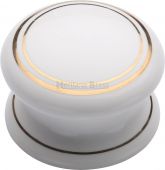 6038 Heritage Brass Cabinet Knob Gold Line 38mm with Porcelain Base