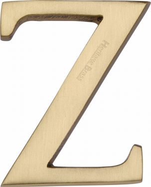 Click Here To Enlarge This Photo Of C1565 2 Z-SB Heritage Brass Alphabet Z Pin Fix 51mm (2") Satin Brass Finish