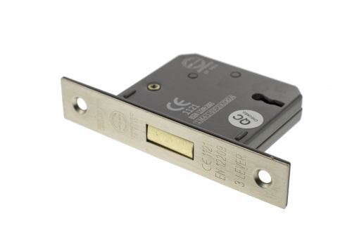 Click Here To Enlarge This Photo Of Atlantic - ALKDEAD3LK25SN 3 Lever Key Deadlock [CE] 2.5" - Satin Nickel