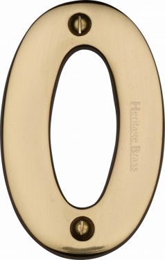 Click Here To Enlarge This Photo Of C1566 0-PB Heritage Brass Numeral 0 Face Fix 76mm (3") Polished Brass Finish