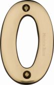 C1566 0-PB Heritage Brass Numeral 0 Face Fix 76mm (3") Polished Brass Finish