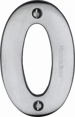Click Here To Enlarge This Photo Of C1566 0-SC Heritage Brass Numeral 0 Face Fix 76mm (3") Satin Chrome Finish