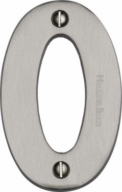 Click Here To Enlarge This Photo Of C1566 0-SN Heritage Brass Numeral 0 Face Fix 76mm (3") Satin Nickel Finish