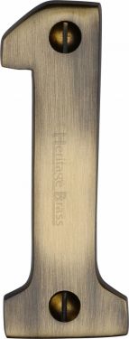 Click Here To Enlarge This Photo Of C1566 1-AT Heritage Brass Numeral 1 Face Fix 76mm (3") Antique Brass Finish