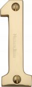 C1566 1-PB Heritage Brass Numeral 1 Face Fix 76mm (3") Polished Brass Finish