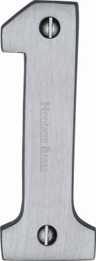 Click Here To Enlarge This Photo Of C1566 1-SC Heritage Brass Numeral 1 Face Fix 76mm (3") Satin Chrome Finish