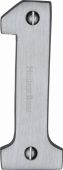 C1566 1-SC Heritage Brass Numeral 1 Face Fix 76mm (3") Satin Chrome Finish