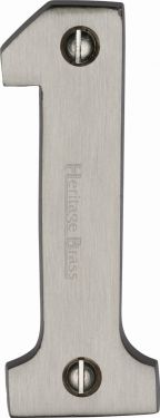 Click Here To Enlarge This Photo Of C1566 1-SN Heritage Brass Numeral 1 Face Fix 76mm (3") Satin Nickel Finish