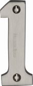 C1566 1-SN Heritage Brass Numeral 1 Face Fix 76mm (3") Satin Nickel Finish