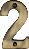 C1566 2-AT Heritage Brass Numeral 2 Face Fix 76mm (3") Antique Brass Finish