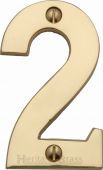 C1566 2-PB Heritage Brass Numeral 2 Face Fix 76mm (3") Polished Brass Finish