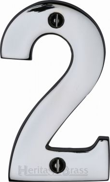 Click Here To Enlarge This Photo Of C1566 2-PC Heritage Brass Numeral 2 Face Fix 76mm (3") Polished Chrome Finish