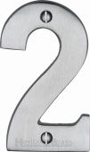C1566 2-SC Heritage Brass Numeral 2 Face Fix 76mm (3") Satin Chrome Finish