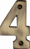 C1566 4-AT Heritage Brass Numeral 4 Face Fix 76mm (3") Antique Brass Finish