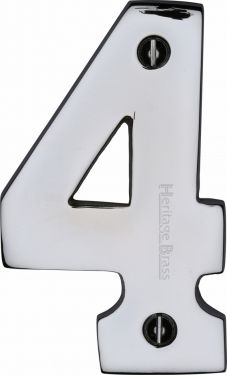 Click Here To Enlarge This Photo Of C1566 4-PC Heritage Brass Numeral 4 Face Fix 76mm (3") Polished Chrome Finish