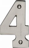 C1566 4-SN Heritage Brass Numeral 4 Face Fix 76mm (3") Satin Nickel Finish