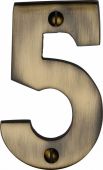 C1566 5-AT Heritage Brass Numeral 5 Face Fix 76mm (3") Antique Brass Finish