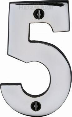 Click Here To Enlarge This Photo Of C1566 5-PC Heritage Brass Numeral 5 Face Fix 76mm (3") Polished Chrome Finish