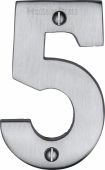 C1566 5-SC Heritage Brass Numeral 5 Face Fix 76mm (3") Satin Chrome Finish