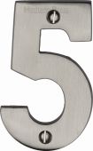 C1566 5-SN Heritage Brass Numeral 5 Face Fix 76mm (3") Satin Nickel Finish
