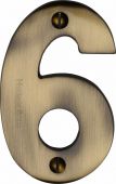 C1566 6-AT Heritage Brass Numeral 6 Face Fix 76mm (3") Antique Brass Finish