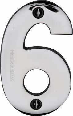 Click Here To Enlarge This Photo Of C1566 6-PC Heritage Brass Numeral 6 Face Fix 76mm (3") Polished Chrome Finish