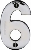 C1566 6-PC Heritage Brass Numeral 6 Face Fix 76mm (3") Polished Chrome Finish