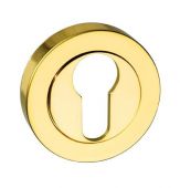 Atlantic - MESCEBP Mediterranean Euro Escutcheons on Round Rose - Polished Brass