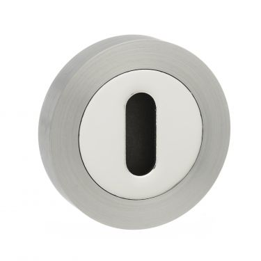 Click Here To Enlarge This Photo Of Atlantic - MESCKSNCP Mediterranean Key Escutcheons on Round Rose - Satin Nickel/Polished Chrome