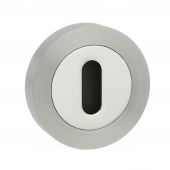Atlantic - MESCKSNCP Mediterranean Key Escutcheons on Round Rose - Satin Nickel/Polished Chrome