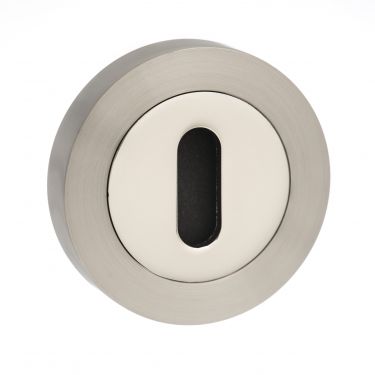 Click Here To Enlarge This Photo Of Atlantic - MESCKSNNP Mediterranean Key Escutcheons on Round Rose - Satin/Polished Nickel